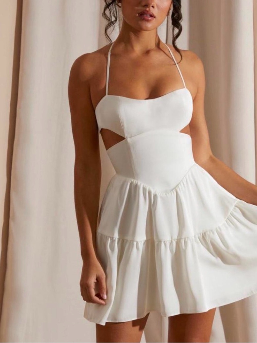 Oh Polly White Tiered Maxi Skirt with Tie Detail